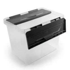 Opbergboxen & Kratten-Sunware Onyx opbergbox 15 liter transparant antraciet