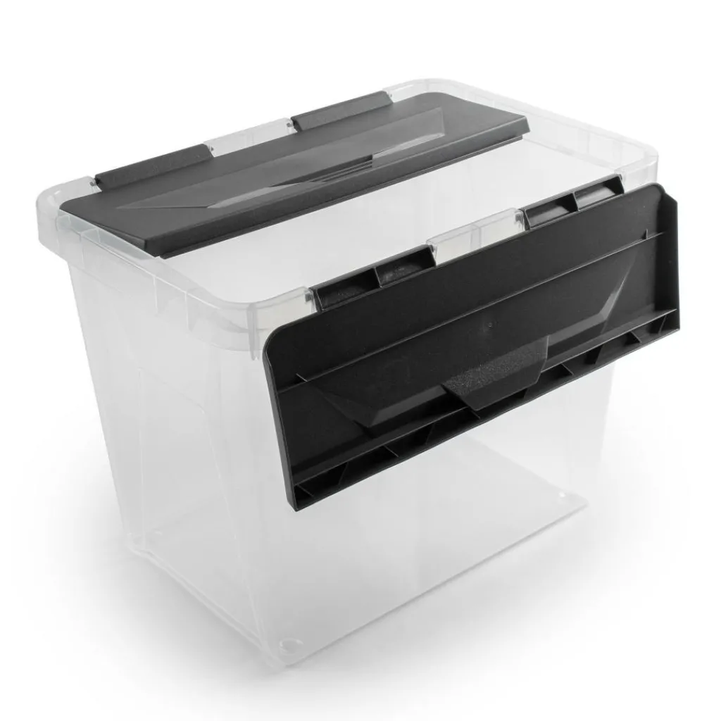 Opbergboxen & Kratten-Sunware Onyx opbergbox 15 liter transparant antraciet