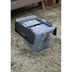 Opbergboxen & Kratten-Sunware Onyx opbergbox 15 liter transparant antraciet