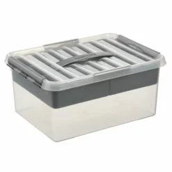 Opbergboxen & Kratten-Sunware Q-Line Multi opbergbox 15 liter transparant metaal