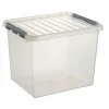 Sunware Q-Line opbergbox 52 liter transparant metaal< Opbergboxen & Kratten