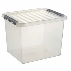 Sunware Q-Line opbergbox 52 liter transparant metaal< Opbergboxen & Kratten