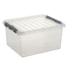 Sunware Q-Line opbergbox 36 liter transparant metaal< Opbergboxen & Kratten