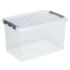 Opbergboxen & Kratten-Sunware Q-Line opbergbox 62 liter transparant metaal