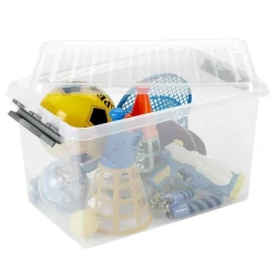 Opbergboxen & Kratten-Sunware Q-Line opbergbox 62 liter transparant metaal