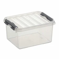 Opbergboxen & Kratten-Sunware Q-Line opbergbox 2 liter transparant metaal