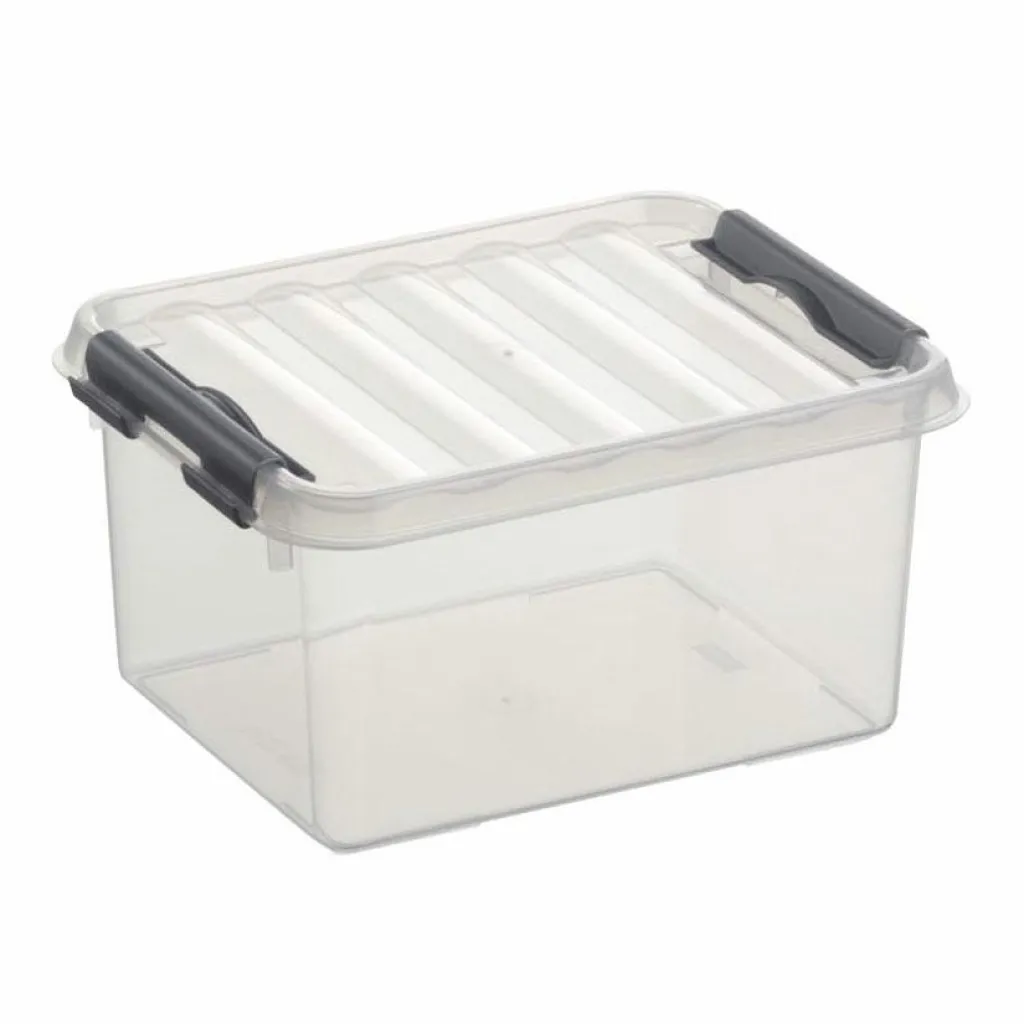 Opbergboxen & Kratten-Sunware Q-Line opbergbox 2 liter transparant metaal
