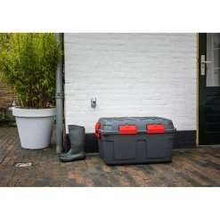 Sunware Q-line opbergbox 130 liter antraciet rood< Opbergboxen & Kratten