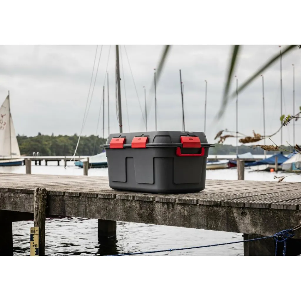 Sunware Q-line opbergbox 130 liter antraciet rood< Opbergboxen & Kratten