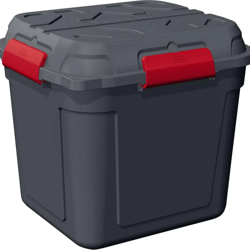 Sunware Q-line opbergbox 110 liter antraciet rood< Opbergboxen & Kratten