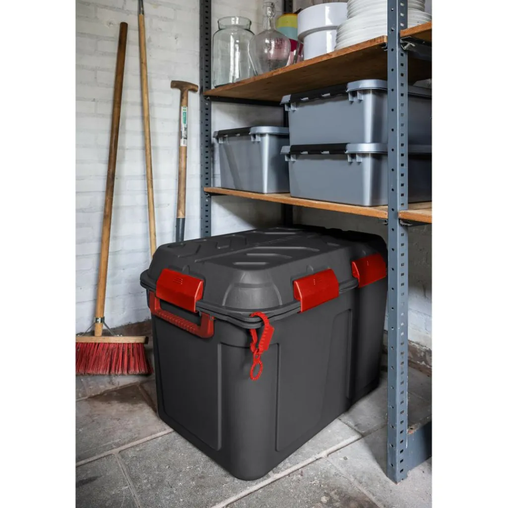 Sunware Q-line opbergbox 160 liter antraciet rood< Opbergboxen & Kratten
