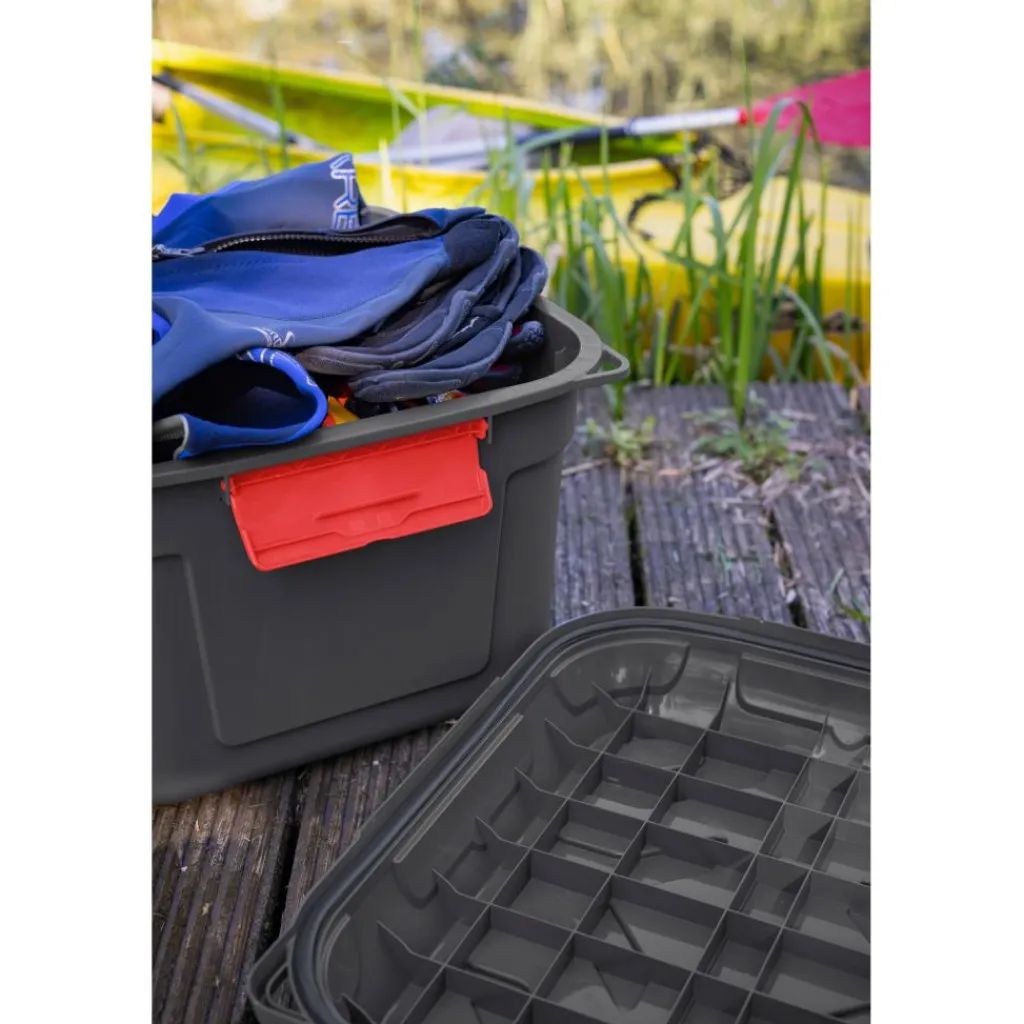 Sunware Q-line opbergbox 90 liter antraciet rood< Opbergboxen & Kratten