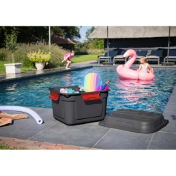 Sunware Q-line opbergbox 90 liter antraciet rood< Opbergboxen & Kratten