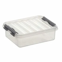 Sunware Q-Line opbergbox 1 liter transparant metaal< Opbergboxen & Kratten