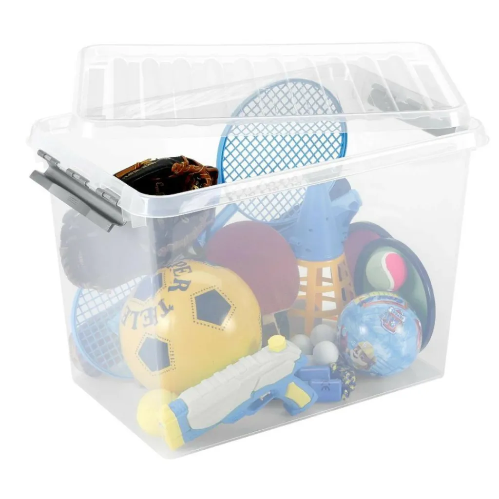 Opbergboxen & Kratten-Sunware Q-Line opbergbox 72 liter transparant metaal