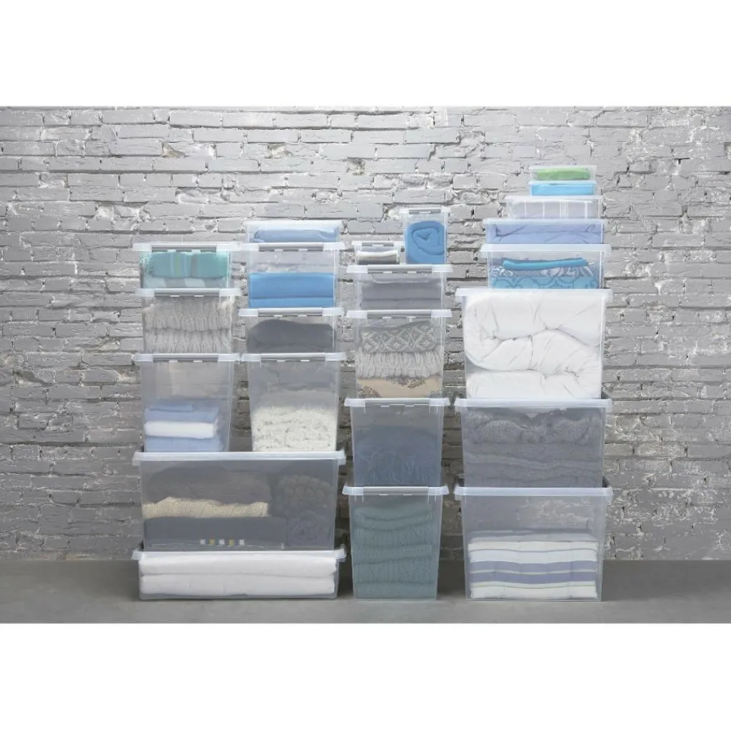 Opbergboxen & Kratten-Sunware Q-Line opbergbox 72 liter transparant metaal