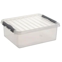 Opbergboxen & Kratten-Sunware Q-Line opbergbox 25 liter transparant metaal