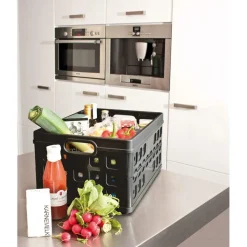 Sunware Square vouwkrat 32 liter zwart< Opbergboxen & Kratten