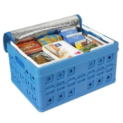 Sunware Square vouwkrat met handgreep en koeltas 32 liter blauw< Opbergboxen & Kratten