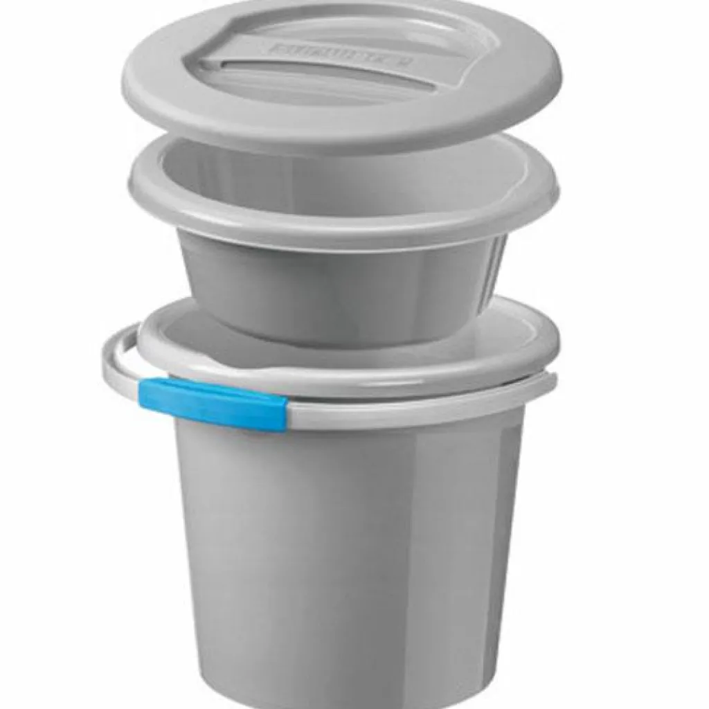 Sunware Water-line emmer + afwasteil 5 + 12 liter zilver< Emmers & Bakken