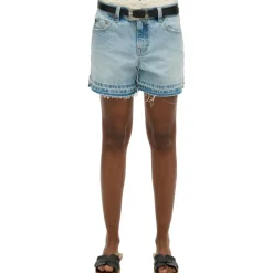 Broeken-Superdry Cut Off short dames azure pale blue