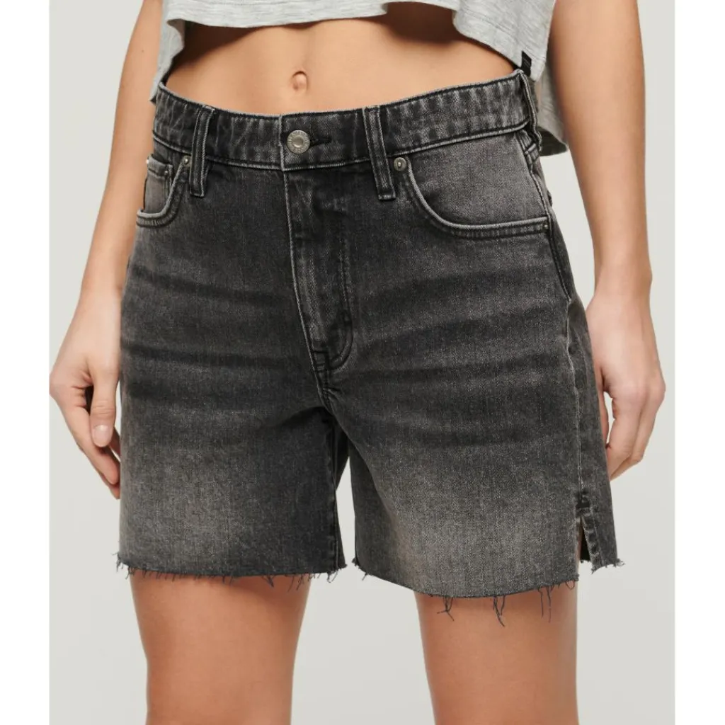 Superdry Cut Off short dames black stone< Broeken