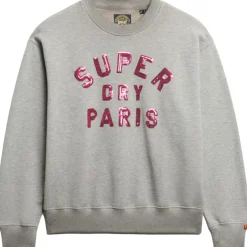 Superdry Embellished Varsity sweater dames grey marble< Truien & Vesten