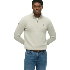 Superdry Henley sweater heren grey marl< Truien & Vesten
