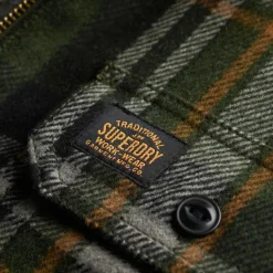 Truien & Vesten-Superdry Wool Miller vest heren buckshot check olive