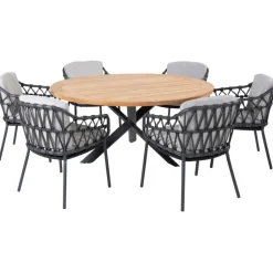 Tuinsets-TASTE by 4 Seasons  Prado 160 Calpi 6 tuinset rond teak anthracite