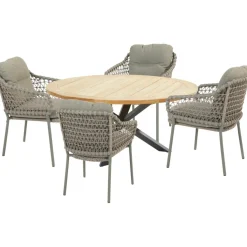 Tuinsets-TASTE by 4 Seasons Prado ø 160 cm Jura 4 tuinset olijfgroen