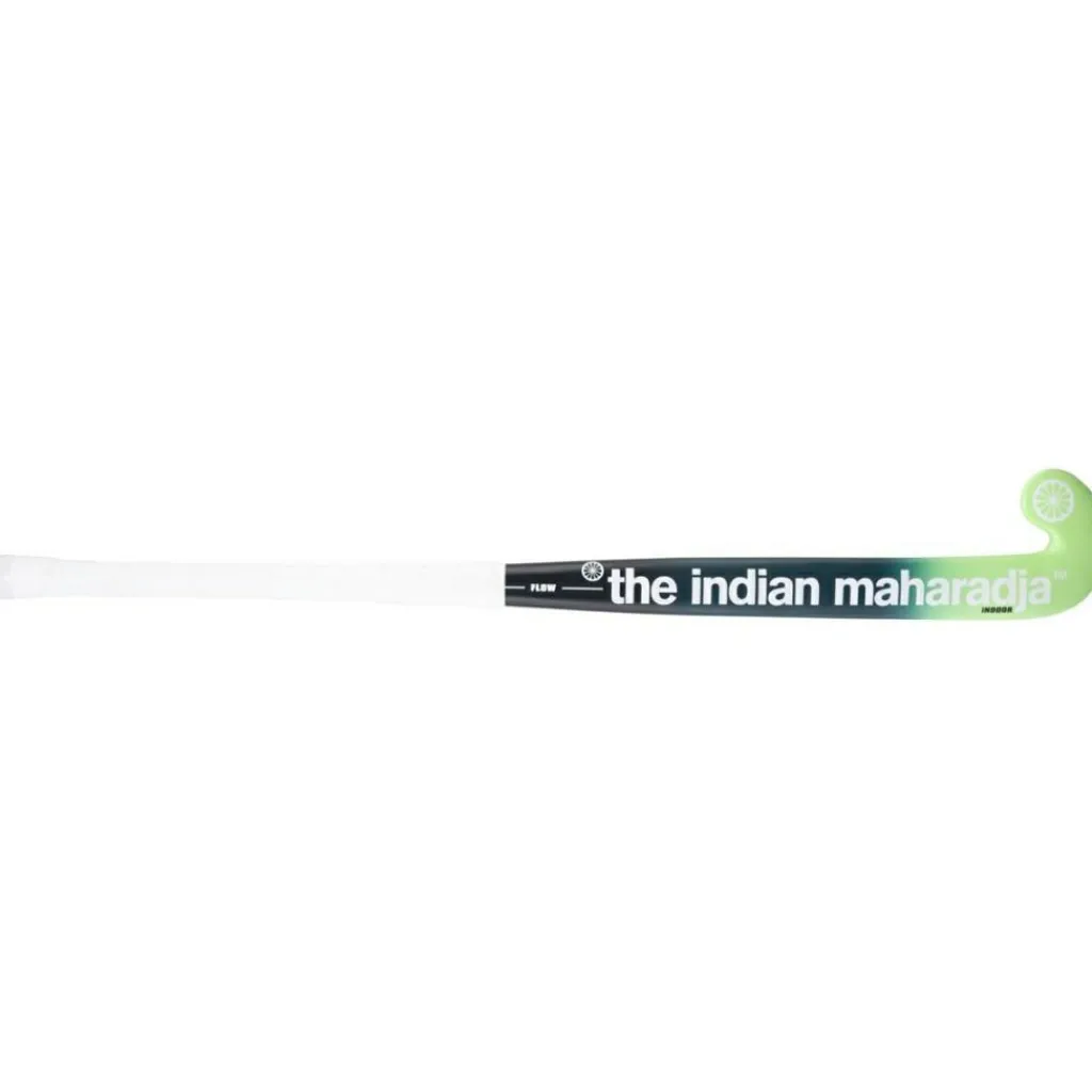 The Indian Maharadja Flow Mid Bow zaalhockeystick junior mulberry wood blue mintgreen< Hockeystick