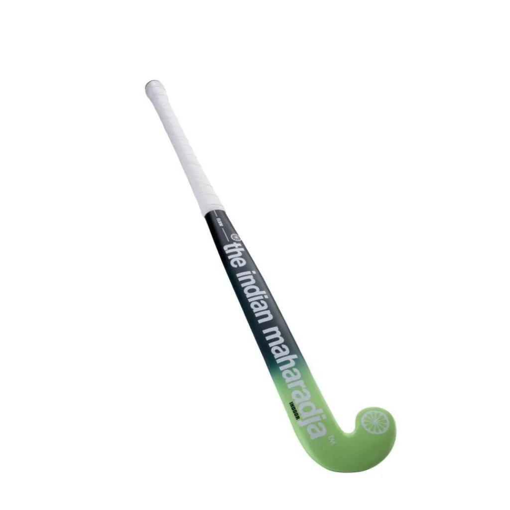 The Indian Maharadja Flow Mid Bow zaalhockeystick junior mulberry wood blue mintgreen< Hockeystick