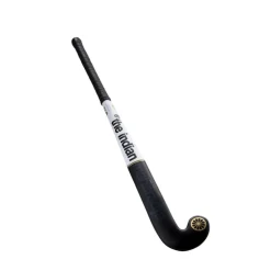 The Indian Maharadja Gold Pro Mid Bow zaalhockeystick junior black white gold foil< Hockeystick