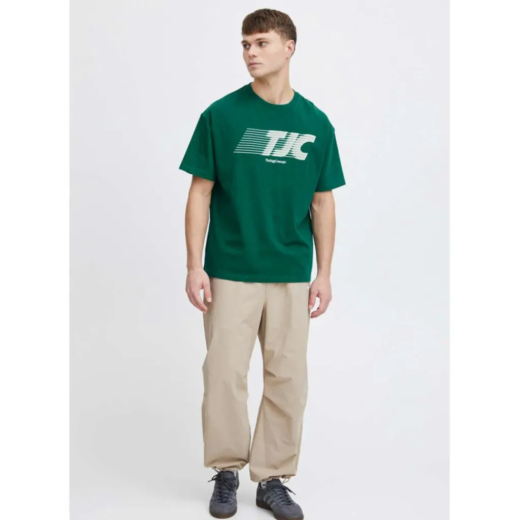 TheJoggConcept Silas Logo shirt heren evergreen< Shirts, Polo's & Blouses