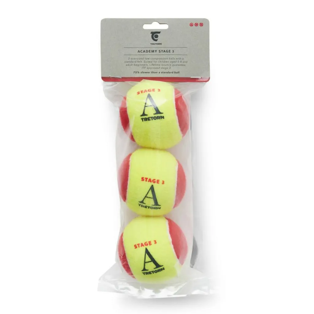 Tretorn Academy tennisballen 3-pack rood geel< Tennisballen