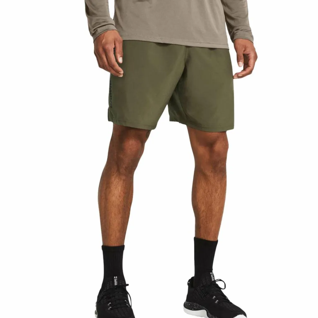 Sportbroek-Under Armour Tech Woven Wordmark short heren marine OD green black