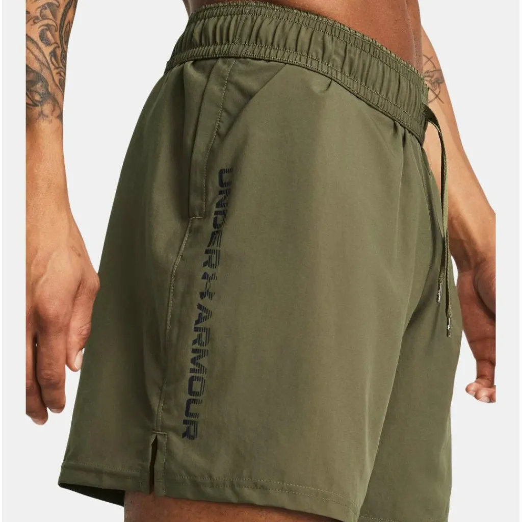 Sportbroek-Under Armour Tech Woven Wordmark short heren marine OD green black