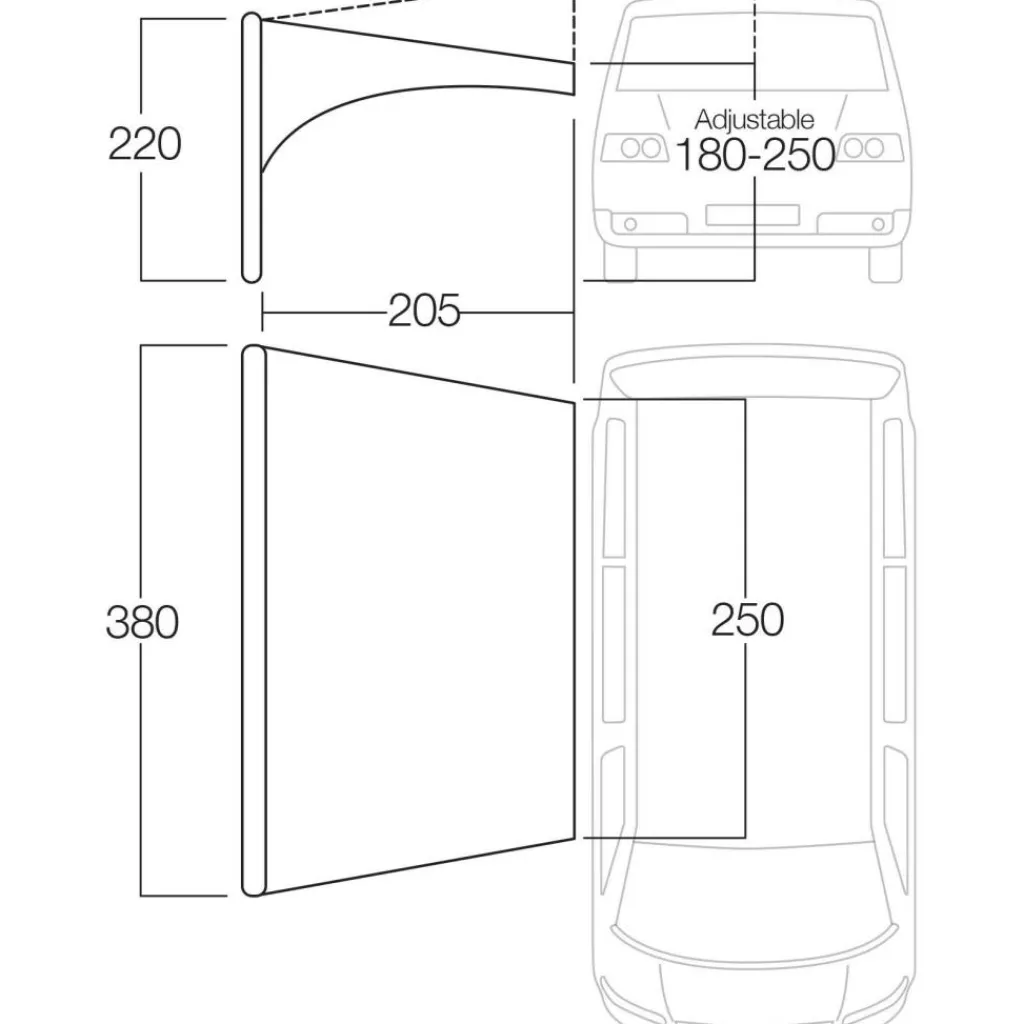 Vango Airbeam Sky Canopy caravanluifel 250 cm< Caravan- & Voortentluifels