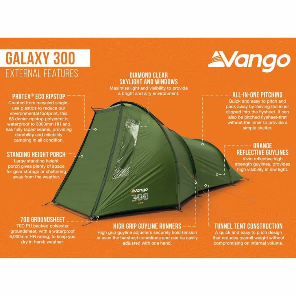 Vango Galaxy 300 lichtgewicht tunneltent green< Tunneltenten|Koepeltenten