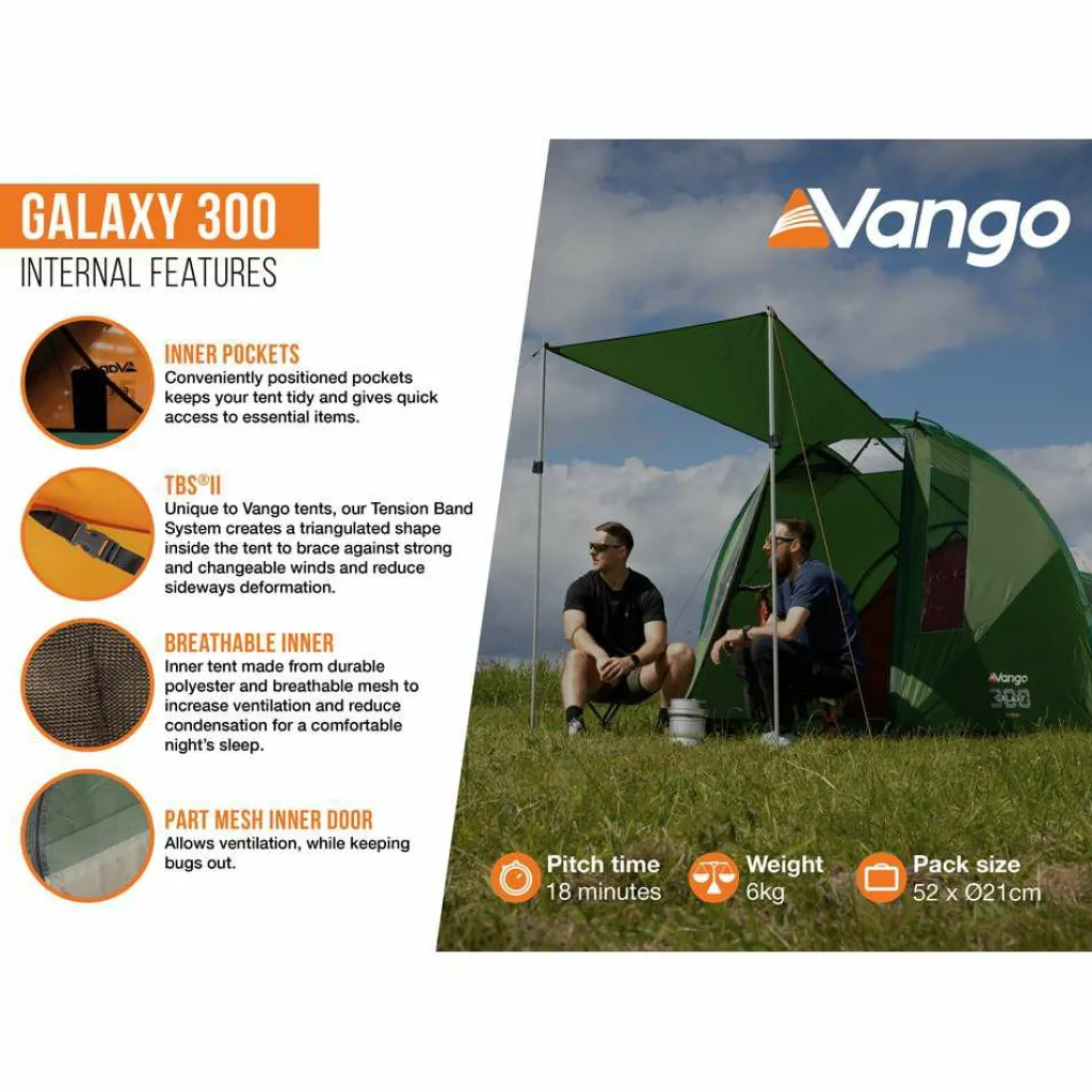 Vango Galaxy 300 lichtgewicht tunneltent green< Tunneltenten|Koepeltenten