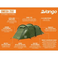 2-Persoons Tent|Tunneltenten-Vango Omega 250 lichtgewicht tunneltent green