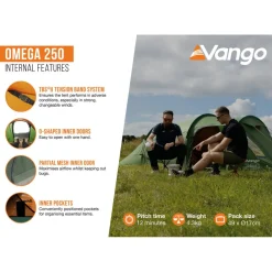 2-Persoons Tent|Tunneltenten-Vango Omega 250 lichtgewicht tunneltent green