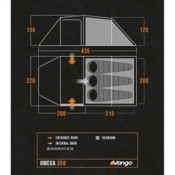 Vango Omega 350 lichtgewicht tunneltent green< 3-Persoons Tent|Tunneltenten