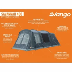 4-Persoons Tent|Tunneltenten-Vango Savannah 400 Package tunneltent blue