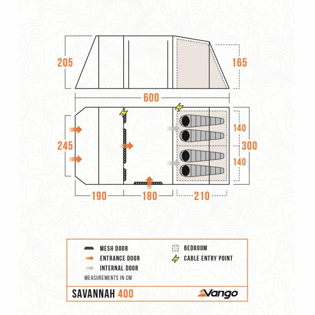 4-Persoons Tent|Tunneltenten-Vango Savannah 400 Package tunneltent blue