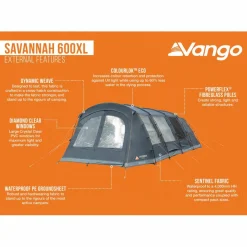 Vango Savannah 600XL Package tunneltent blue< 6-Persoons Tent|Tunneltenten