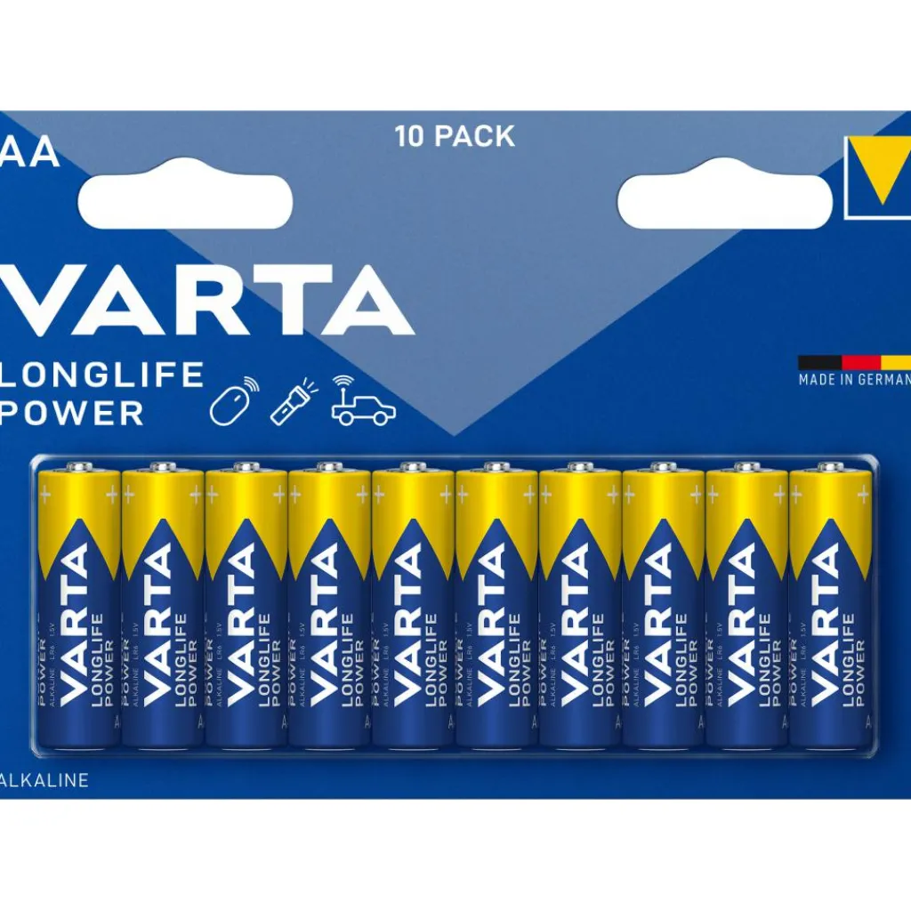 Varta Longlife Power Alkaline AA batterij 10-pack< Accu's & Batterijen