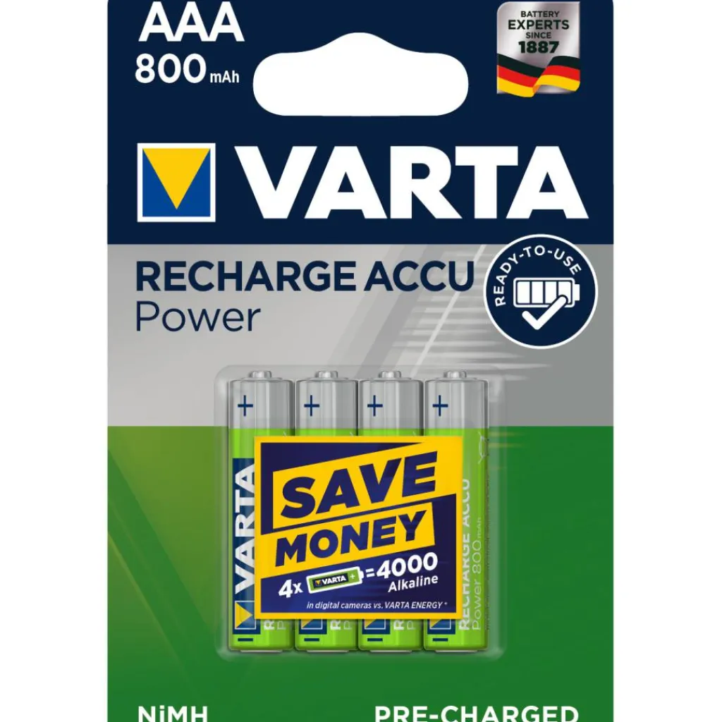 Accu's & Batterijen-Varta Recharge Accu Power NiMH AAA oplaadbare batterij 4-pack