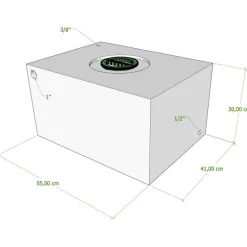 Vecam Watertank 70 liter 55 x 41 x 30 cm wit< Watertanks